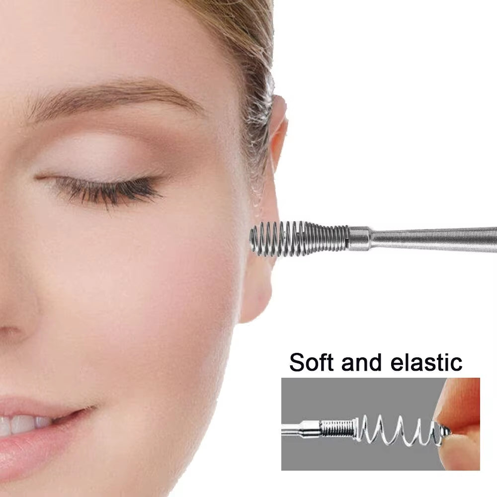 6Pcs/Set Ear Wax Pickers Earpick Wax Remover Stainless Steel Piercing Kit Earwax Curette Spoon Care Ear Clean Toolear Cleaner
